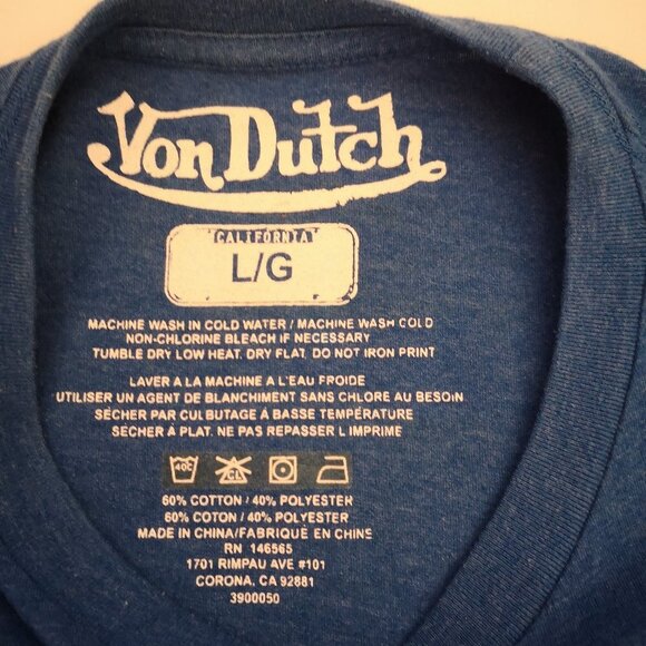 2 / $30.00 - Von Dutch Men's Size Large Blue Straight Fit Short Sleeve T-shirt - Picture 3 of 8